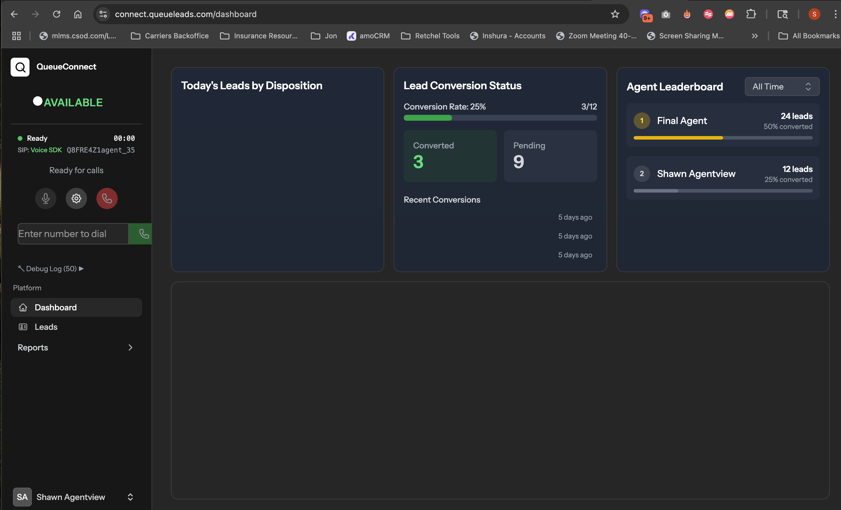 QueueConnect Available Button Location